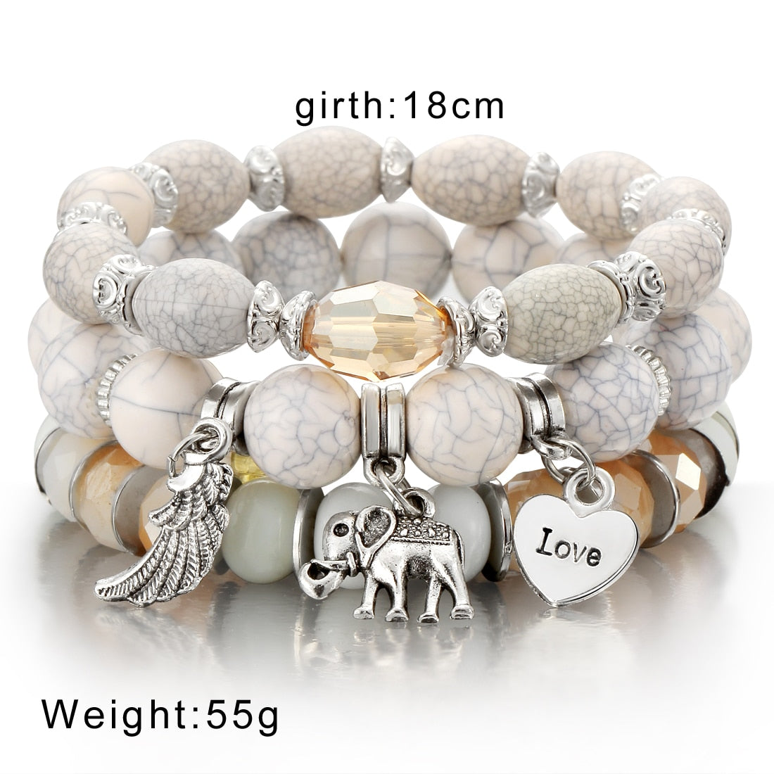 Fashion Boho Bracelets & Bangles Women Stone Beaded Bracelet Set