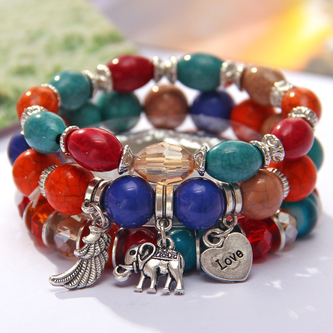 Fashion Boho Bracelets & Bangles Women Stone Beaded Bracelet Set