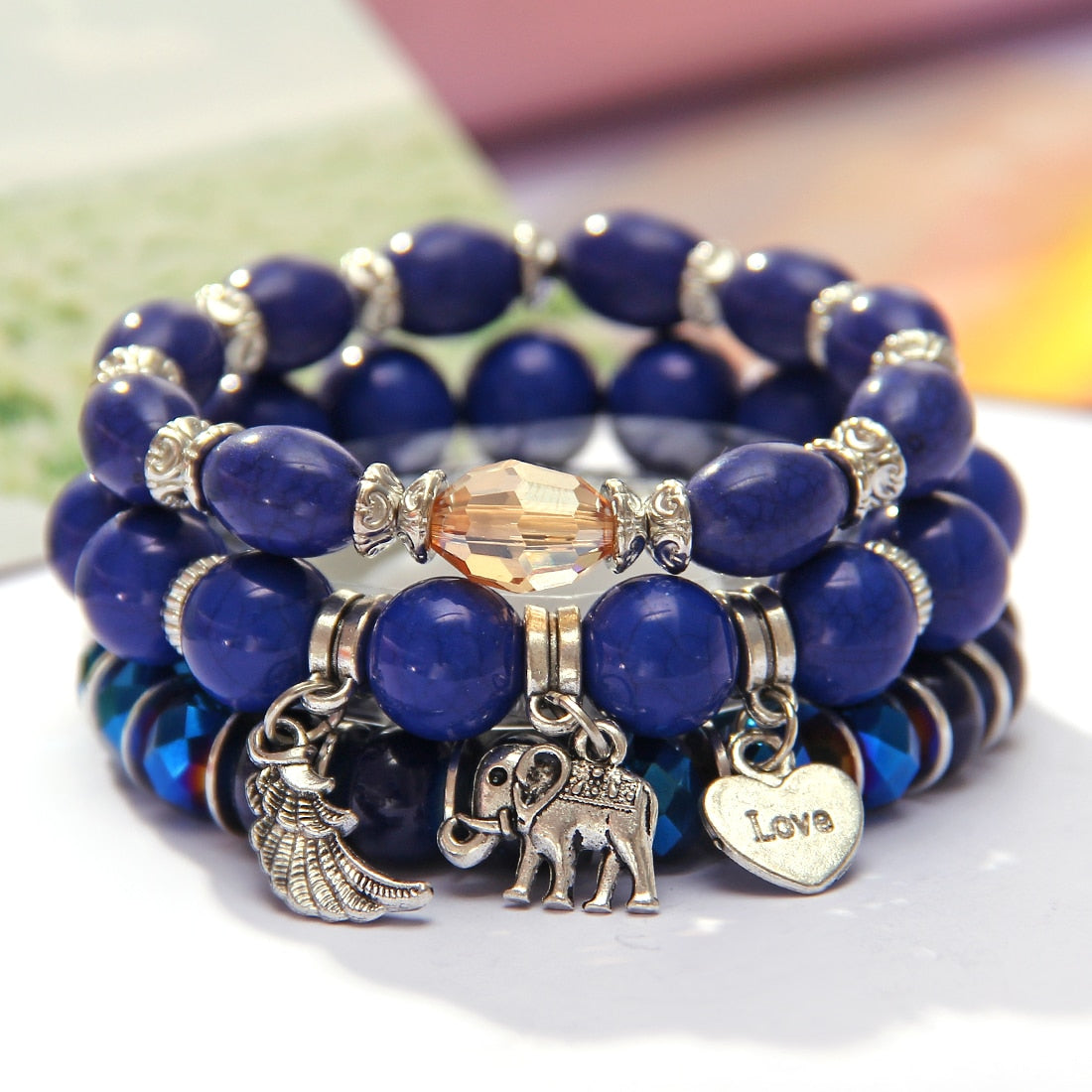 Fashion Boho Bracelets & Bangles Women Stone Beaded Bracelet Set