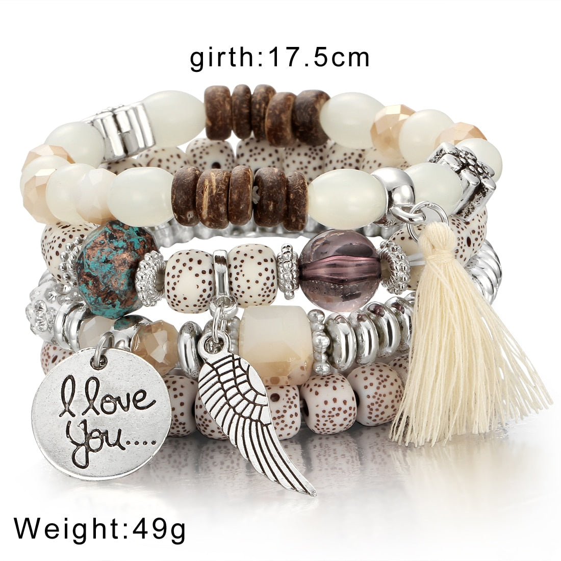 Fashion Boho Bracelets & Bangles Women Stone Beaded Bracelet Set