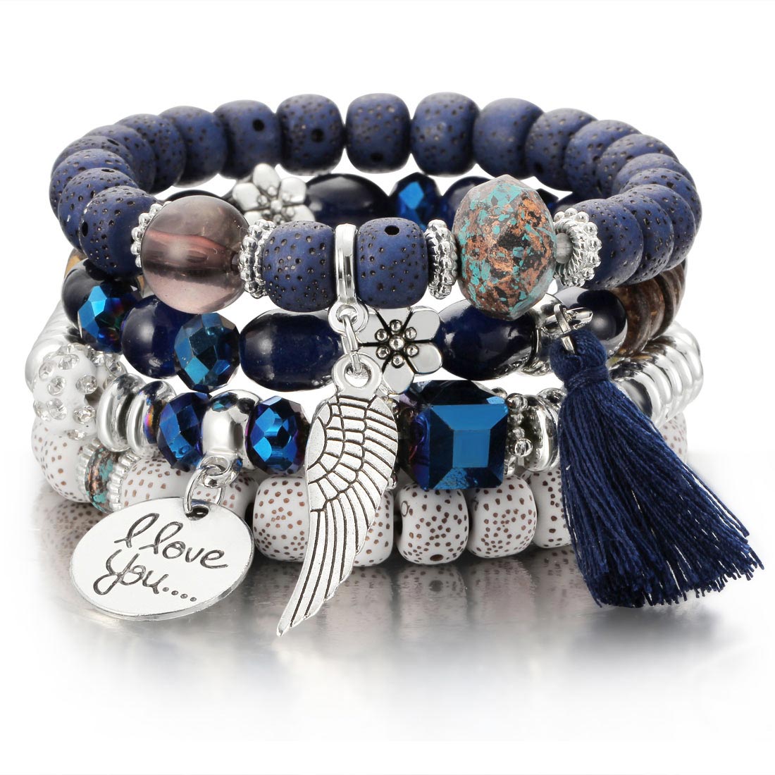 Fashion Boho Bracelets & Bangles Women Stone Beaded Bracelet Set