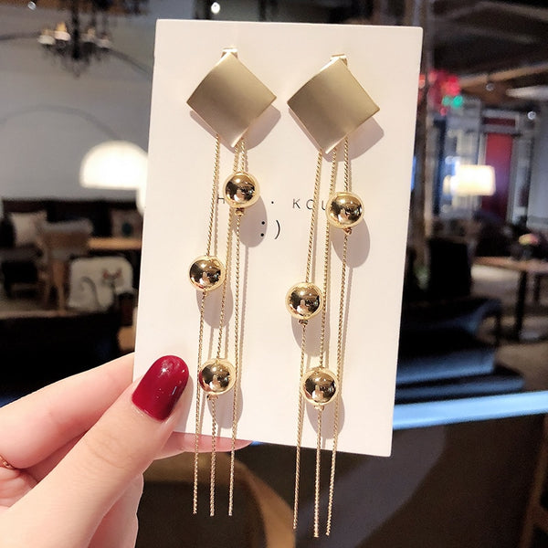 Nuevos pendientes de borlas de perlas de cristal