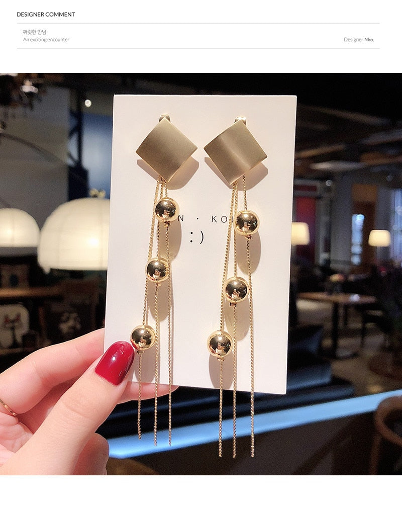 New Crystal Pearl Tassel Earrings