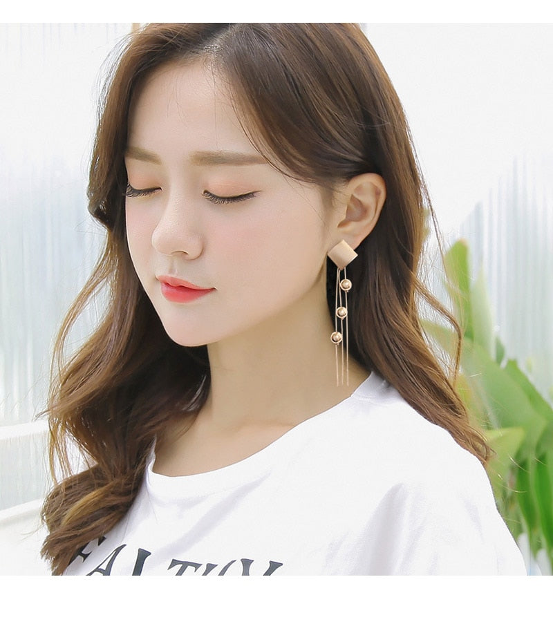 New Crystal Pearl Tassel Earrings