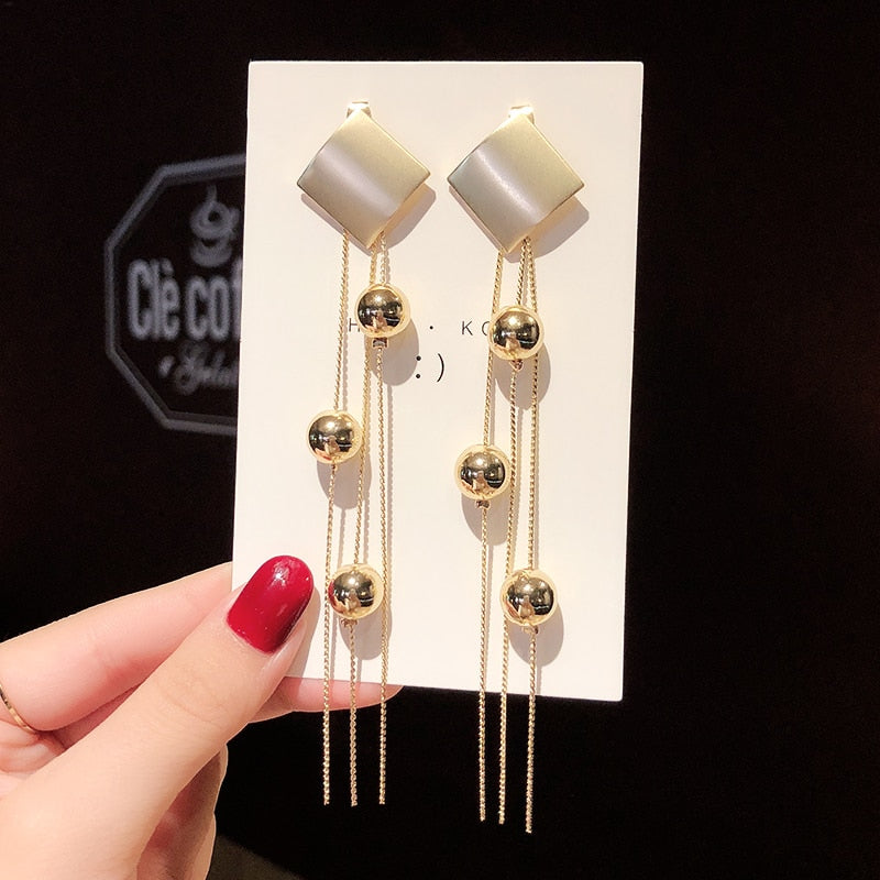 New Crystal Pearl Tassel Earrings