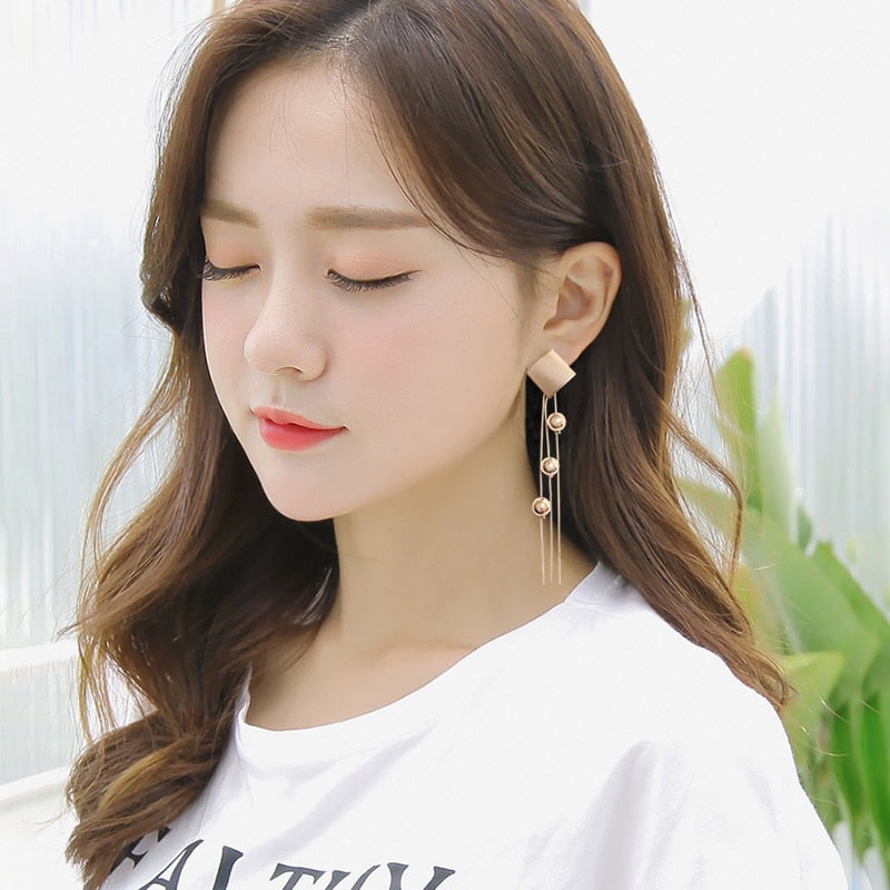 New Crystal Pearl Tassel Earrings