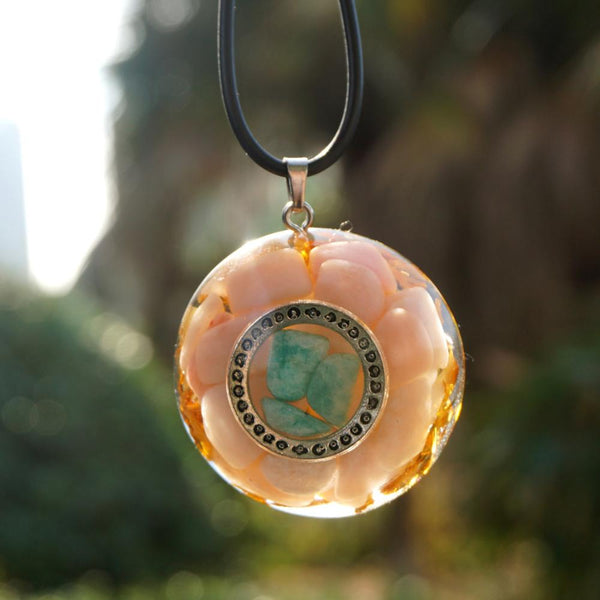 Collar de orgonita con protección EMF de ópalo rosa para chakras
