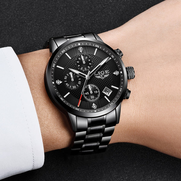 Reloj deportivo de cuarzo para hombre, cronógrafo, resistente al agua, de pulsera.