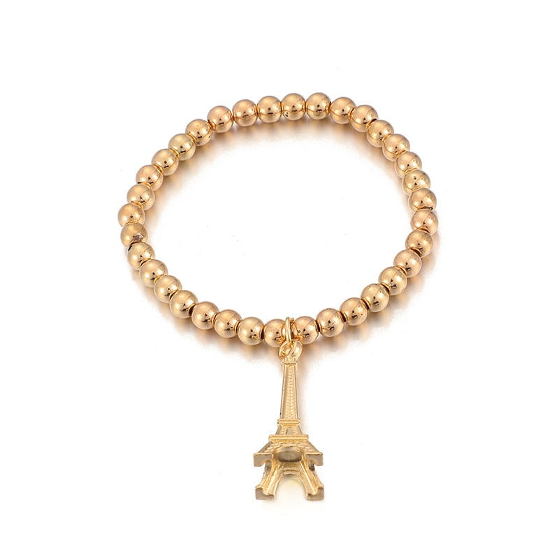 Fashion Gold Color Beads Pearl Star Multilayer Beaded Bracelets Set