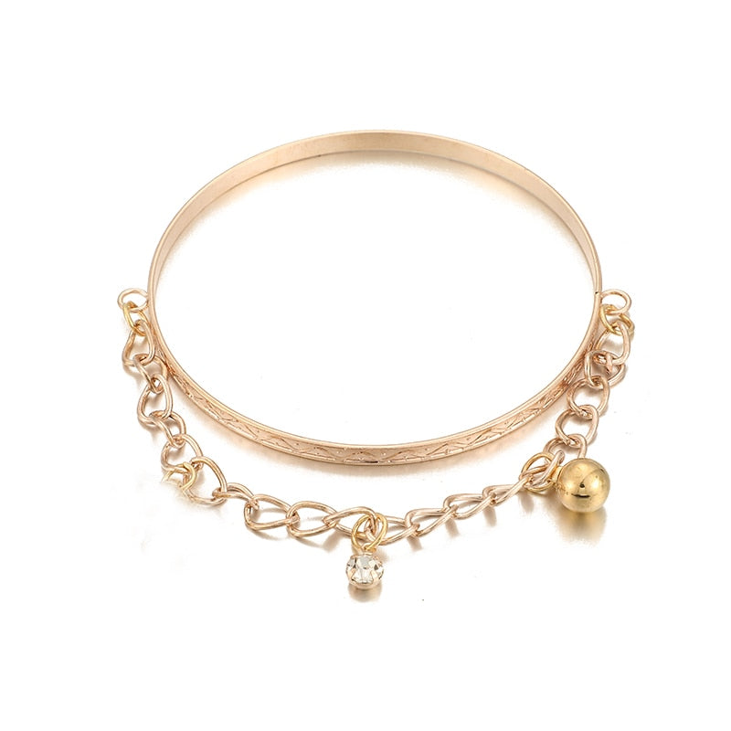 Fashion Gold Color Beads Pearl Star Multilayer Beaded Bracelets Set