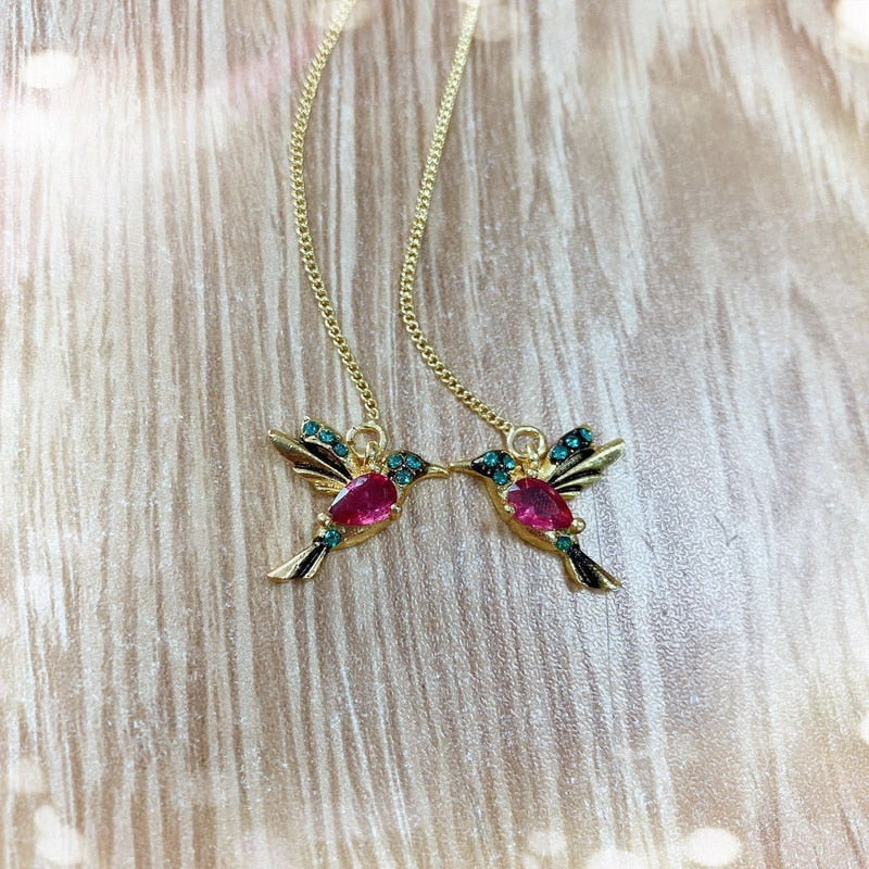 1 Pair Bird Pendant Tassel Crystal Pendant Earrings