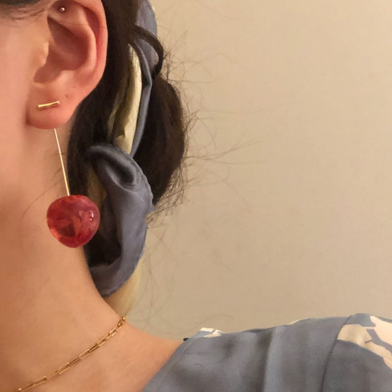 New  Korean Cherry Fruit Shaped Drop Earrings