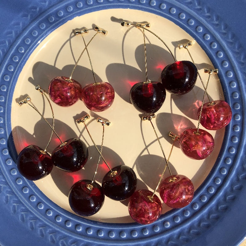New  Korean Cherry Fruit Shaped Drop Earrings