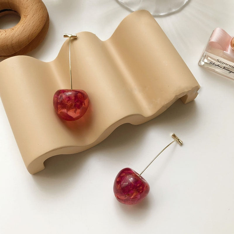 New  Korean Cherry Fruit Shaped Drop Earrings