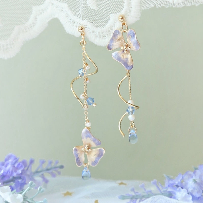 New Elegant Metal Flower Cute Cat Dangle Earrings For Women