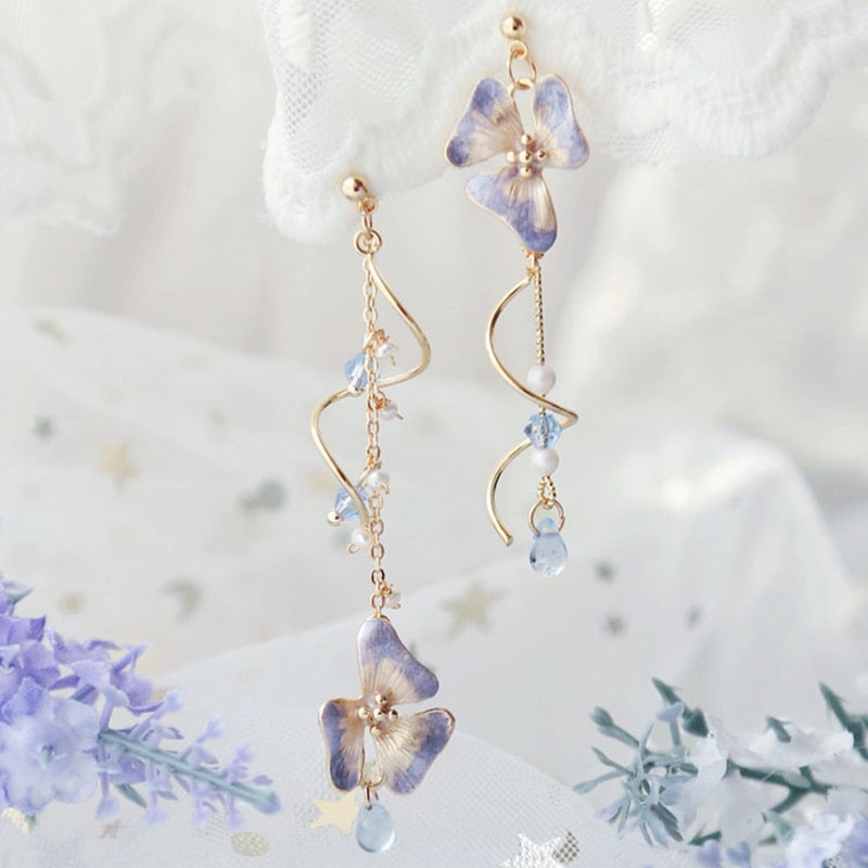 New Elegant Metal Flower Cute Cat Dangle Earrings For Women