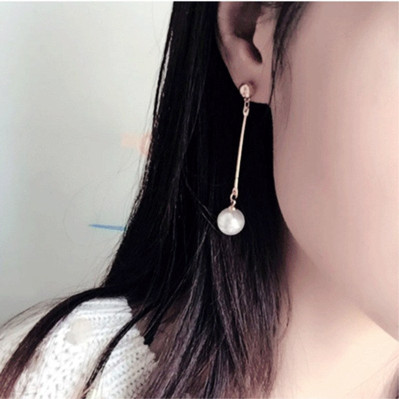 Long Tassel Simulated Pearl Drop Earrings