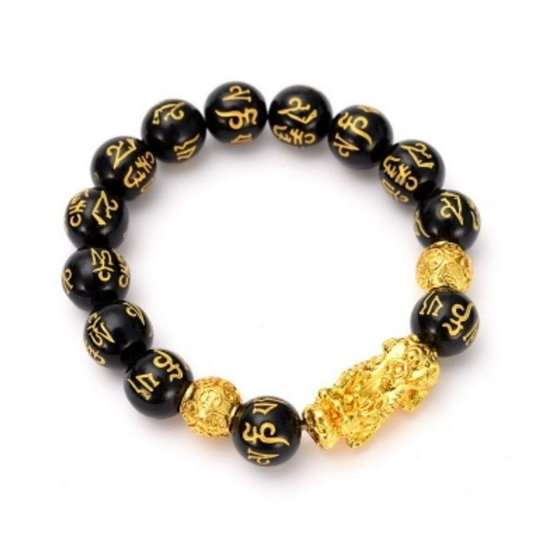 Buddhism Feng Shui Obsidian Stone Beads Bracelet Men Women