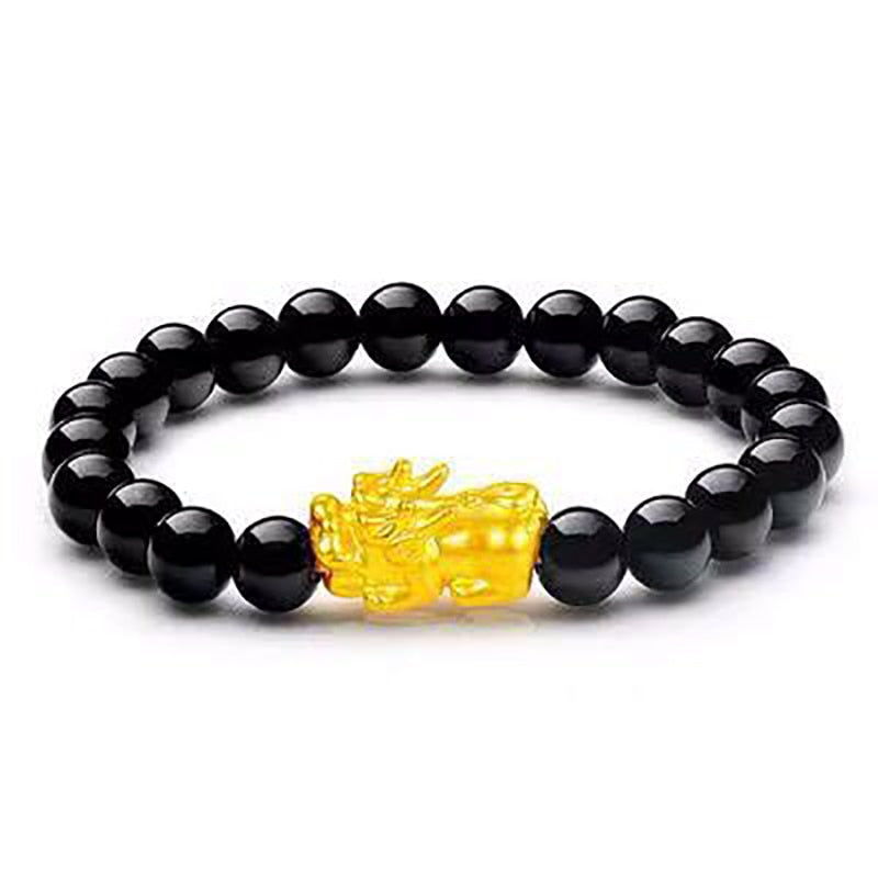 Buddhism Feng Shui Obsidian Stone Beads Bracelet Men Women