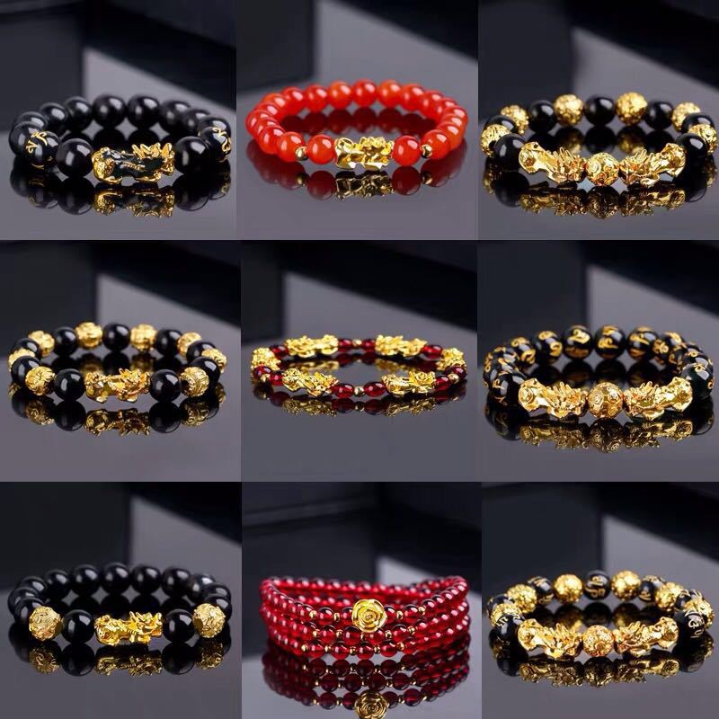 Buddhism Feng Shui Obsidian Stone Beads Bracelet Men Women