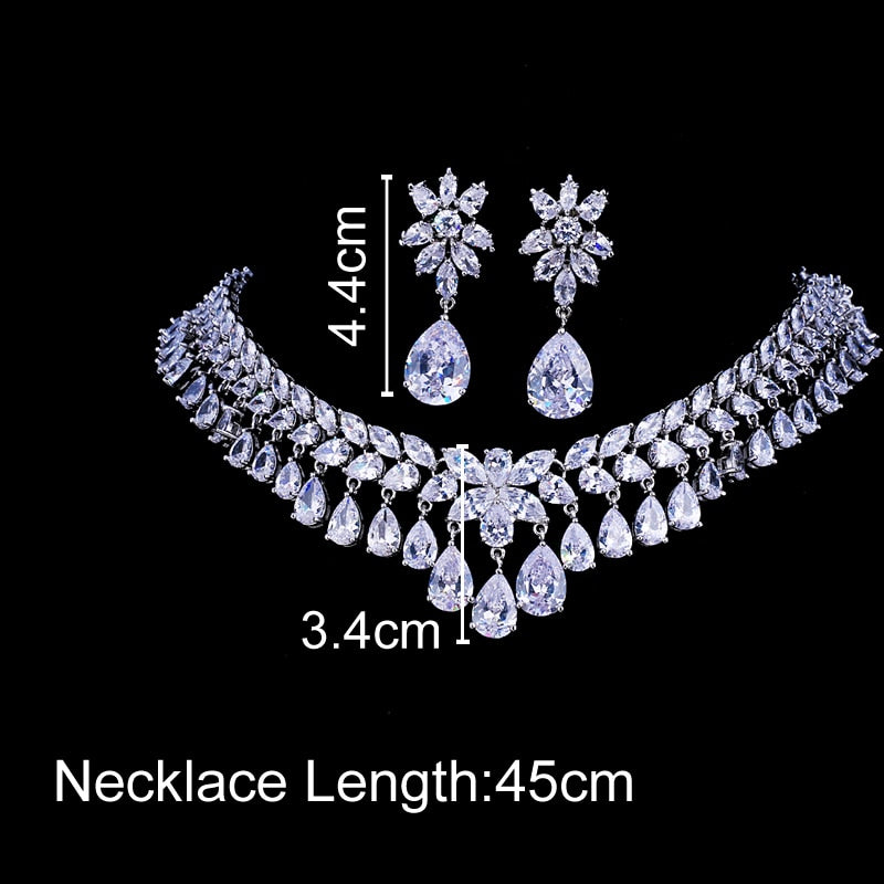 Tear Drop Crystal Rhinestone Party Wedding Jewelry Necklace Sets