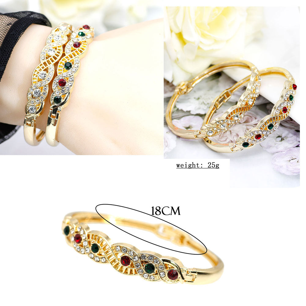 Gold Color Arabic Necklace Earring Cuff Bracelet Jewelry Sets