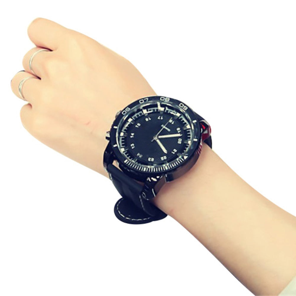 Sport Large Dial  Faux Leather Band Quartz Wrist Watch Couple Gift