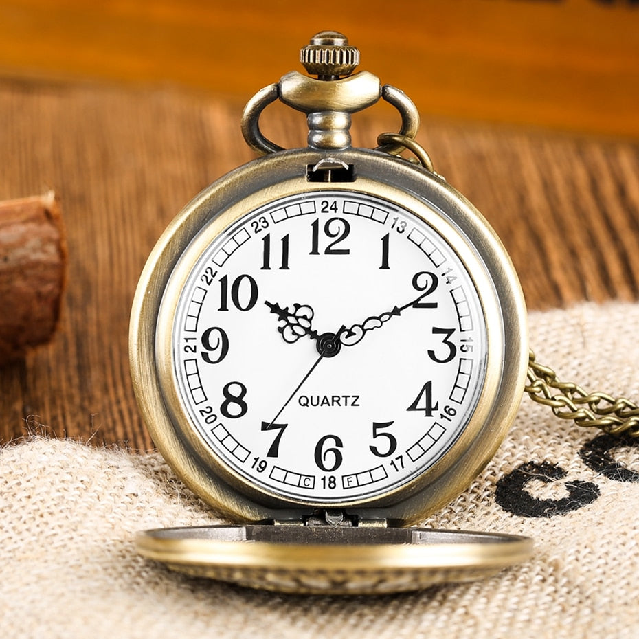 Bronze Masonic Compass Mason Retro Necklace Pendant Quartz Pocket Watch
