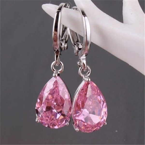 Fashion Drop Earring Romantic Pink Zircon Earring For Women