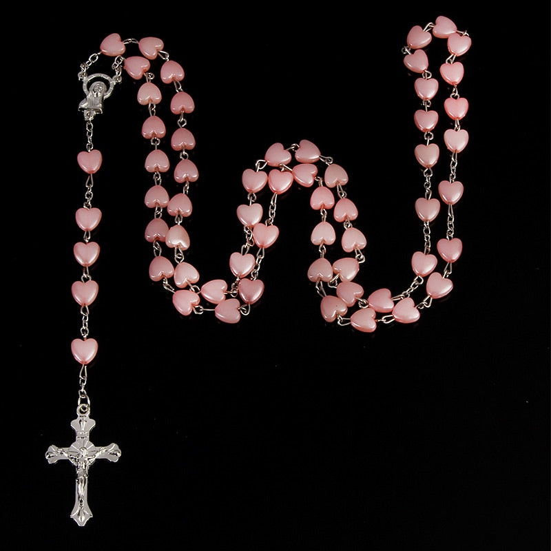 Catholic porcelain white love rosary prayer necklace
