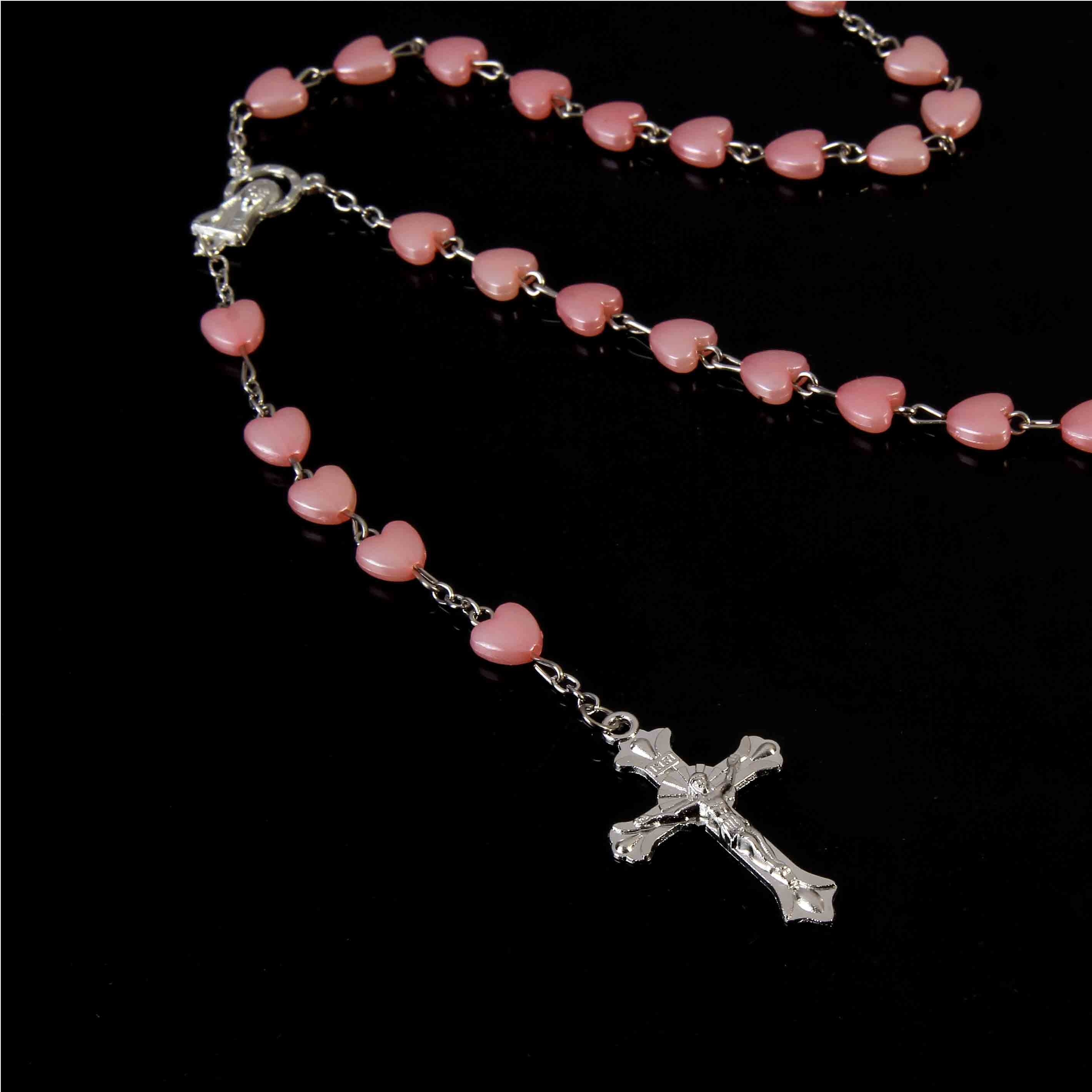 Catholic porcelain white love rosary prayer necklace