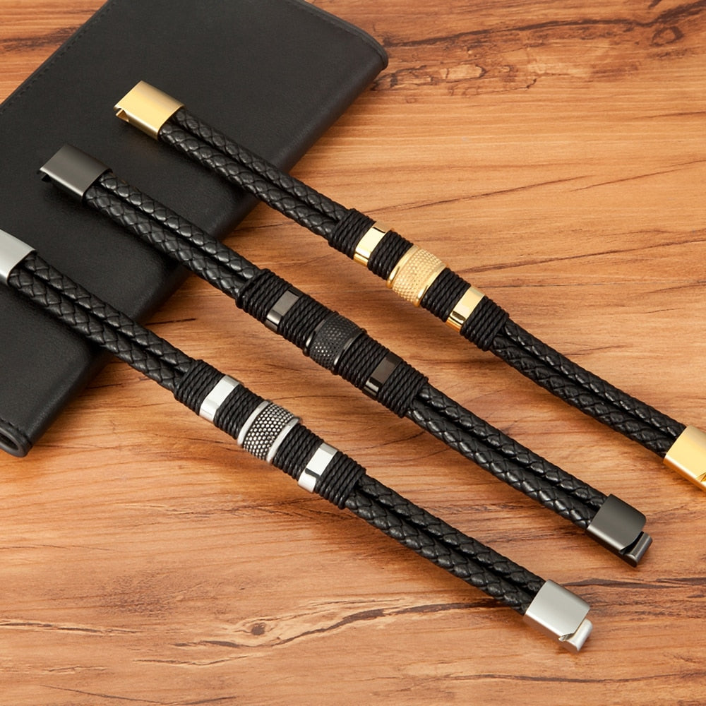 Woven Leather Rope Wrapping Special Style Classic Bracelet