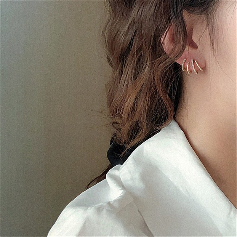 New contracted small Geometric metal Earrings