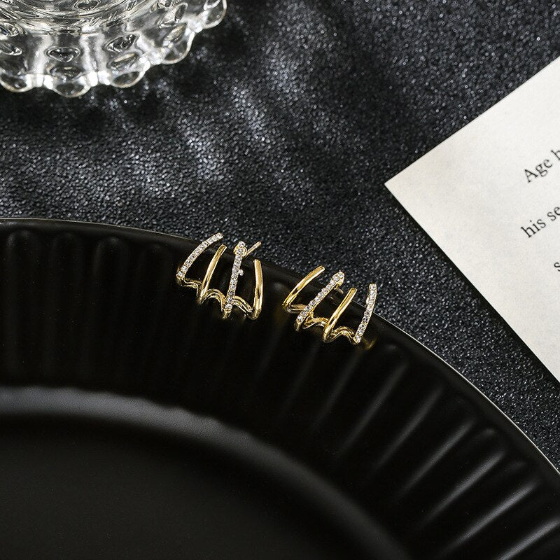 New contracted small Geometric metal Earrings