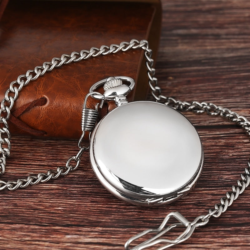 Luxury Smooth Silver Pendant Pocket FOB Watch