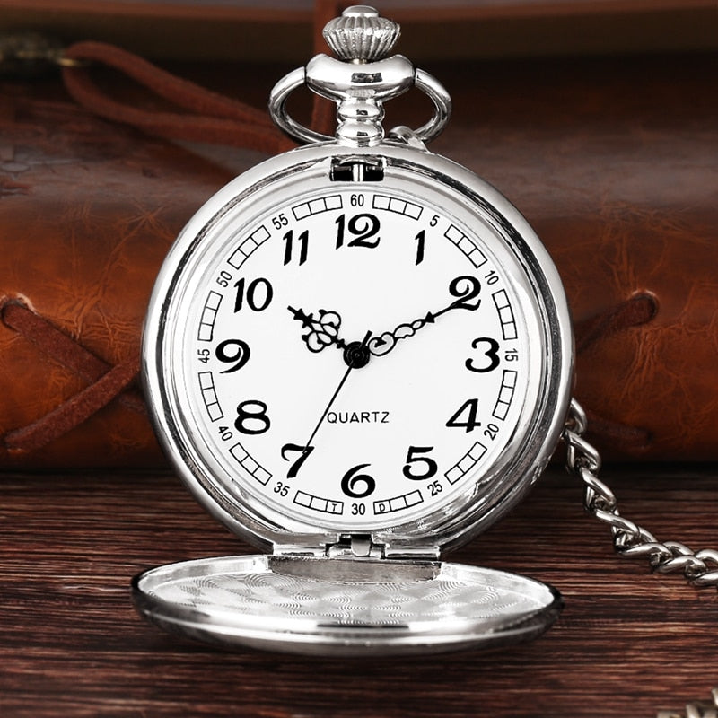 Luxury Smooth Silver Pendant Pocket FOB Watch