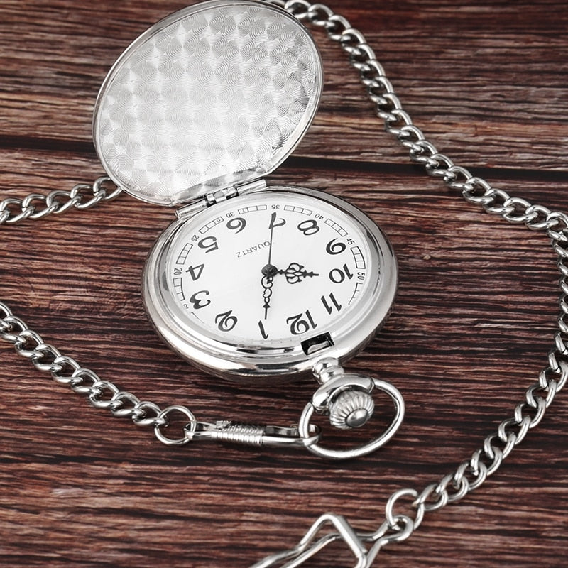 Luxury Smooth Silver Pendant Pocket FOB Watch