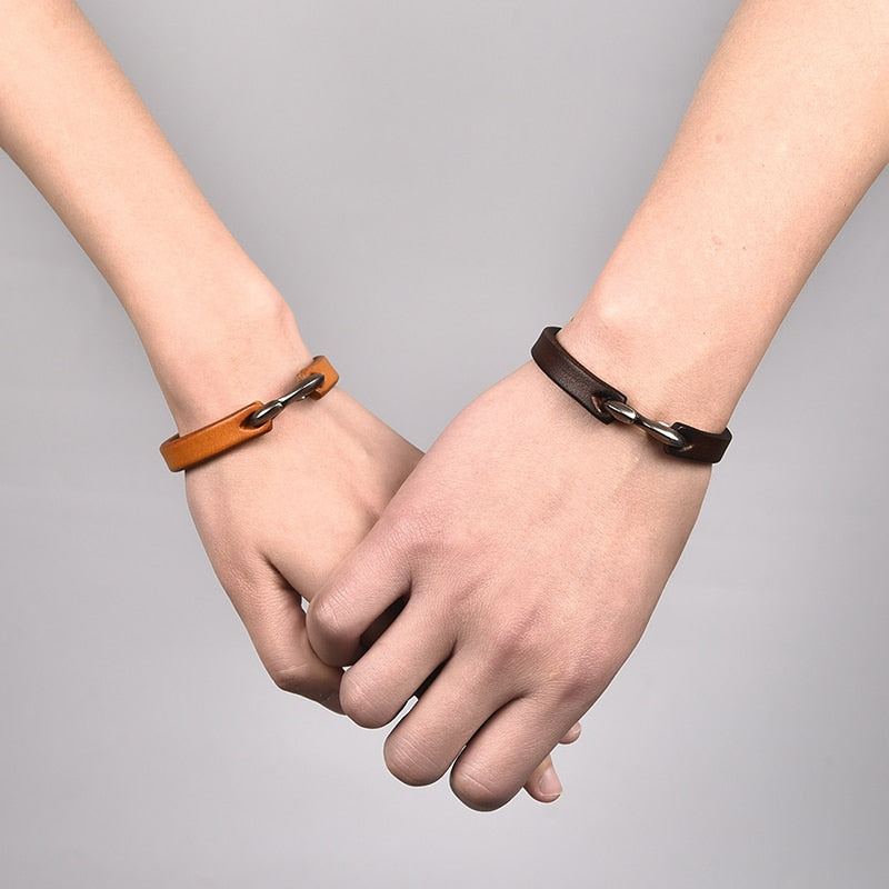 Vintage Black/Brown Genuine Leather Hook Bracelet