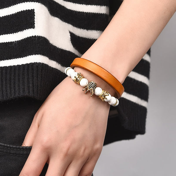 Vintage Black/Brown Genuine Leather Hook Bracelet