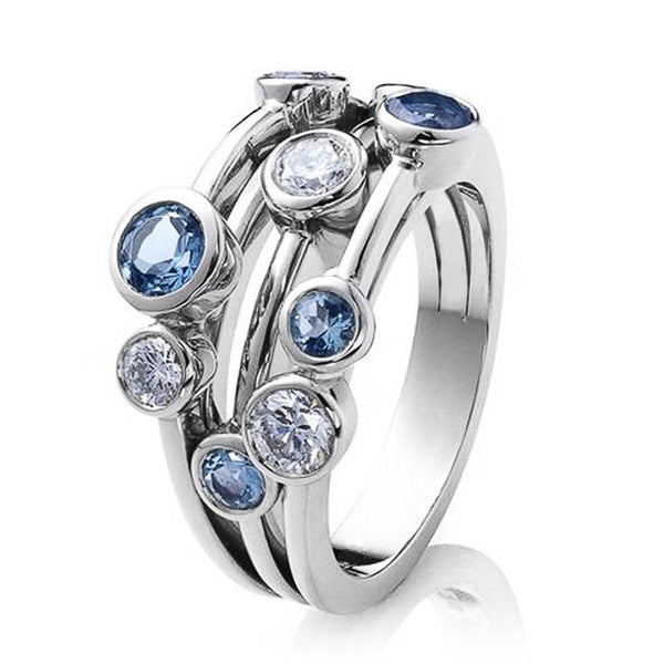 Anillo de dedo para mujer con diseño simple de 3 filas