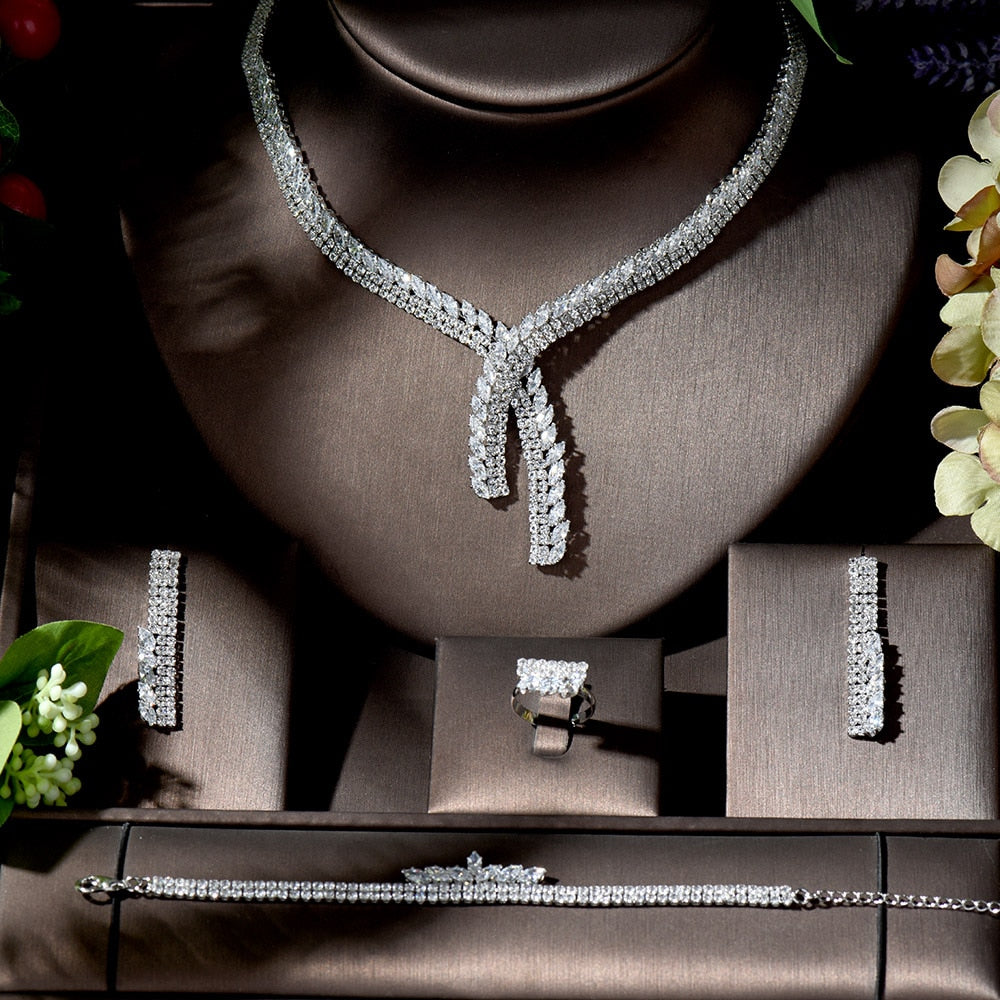 Classical Zirconia Necklace Earring Set