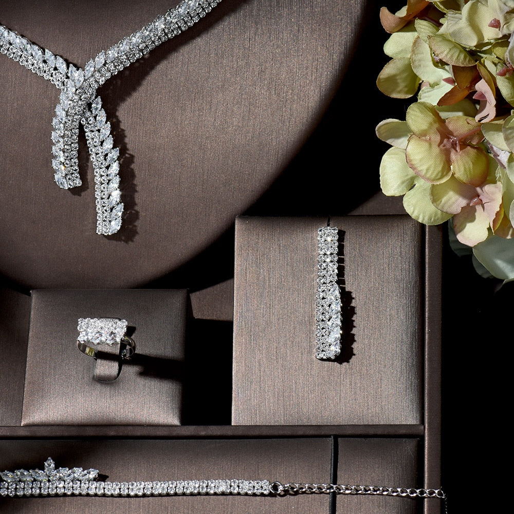 Classical Zirconia Necklace Earring Set
