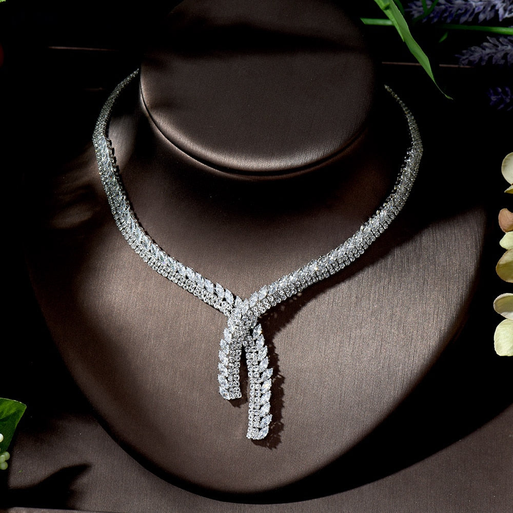 Classical Zirconia Necklace Earring Set
