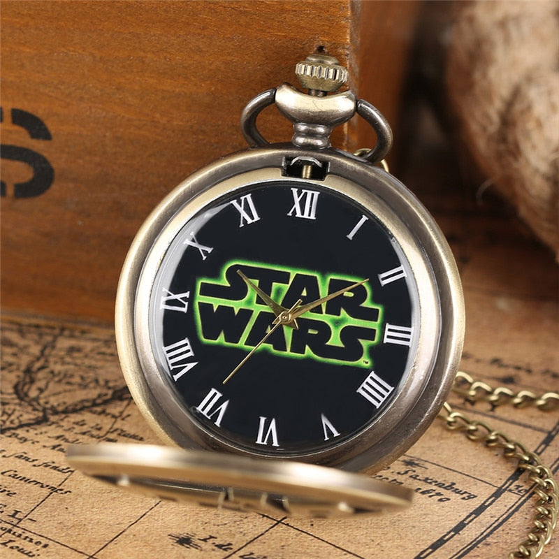 Bronze Star Hollow Design Men's Quartz Pocket Watch
