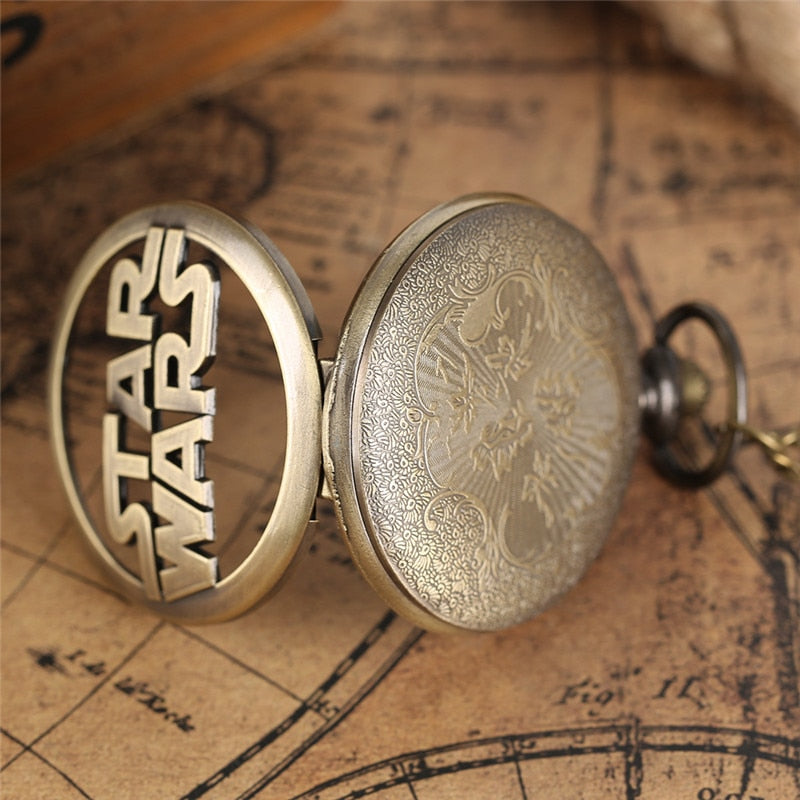Bronze Star Hollow Design Men's Quartz Pocket Watch