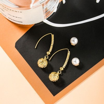 South Korea New Hollow-out Ball Stud Earrings