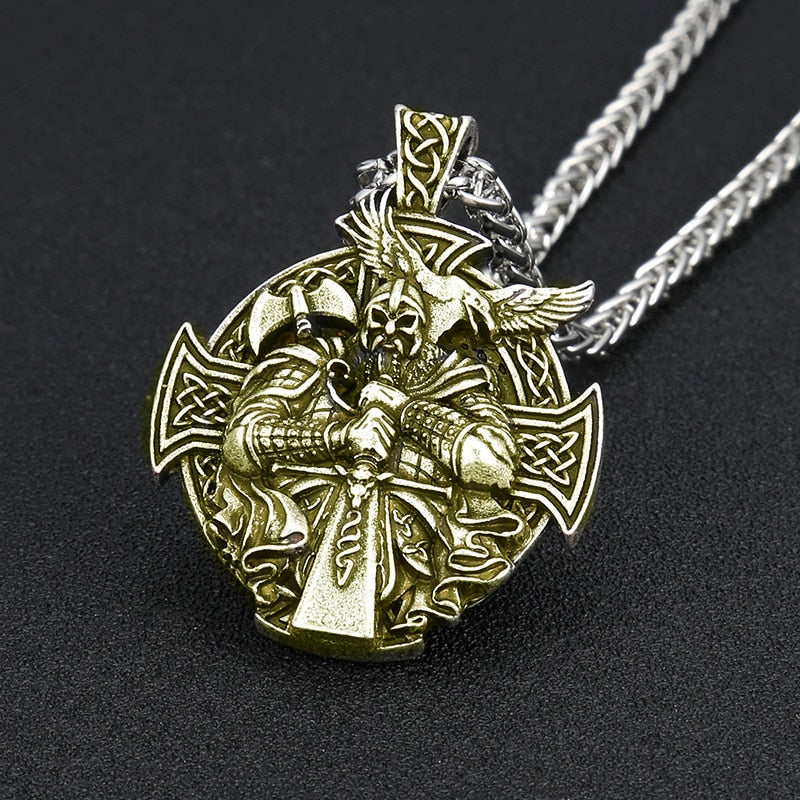 Antique Silver Viking Odin Anchor Necklace