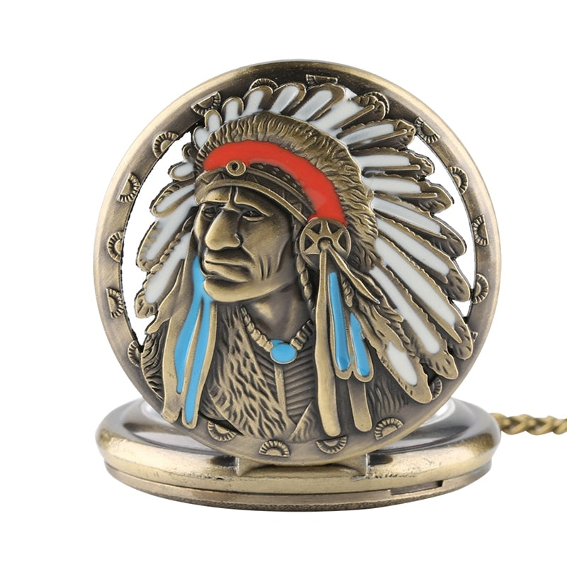 Colorful Portrait Design Quartz Fob Pocket Watch
