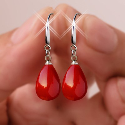 Red Pearl pendant Earrings