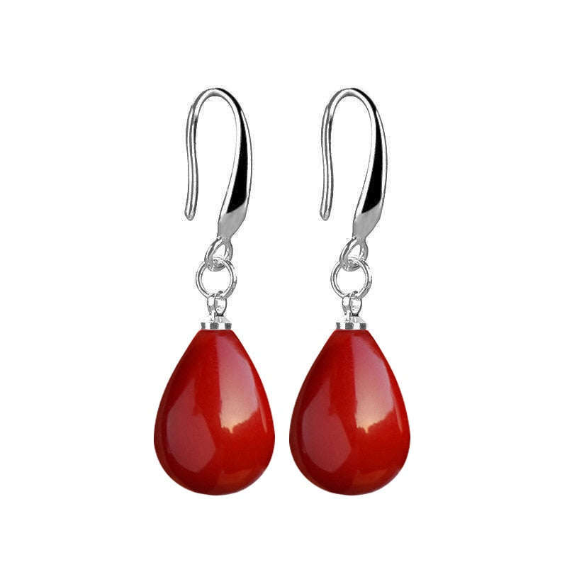Red Pearl pendant Earrings